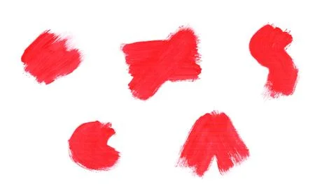 Paint strokes on white background, brush stroke with red gouache Stock Illustration