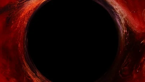 Paint swirl black hole red steam flow ink circle Stock Footage