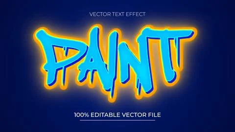 Paint text effect colorful graffiti style Editable text effect Stock Illustration
