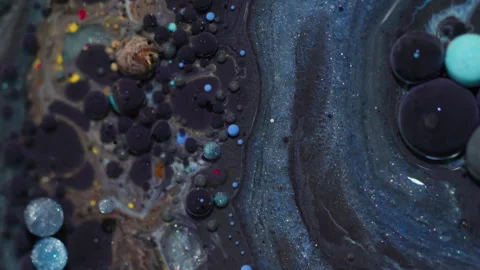 Paint texture ink bubbles water glitter spill art Stock Footage 330515525