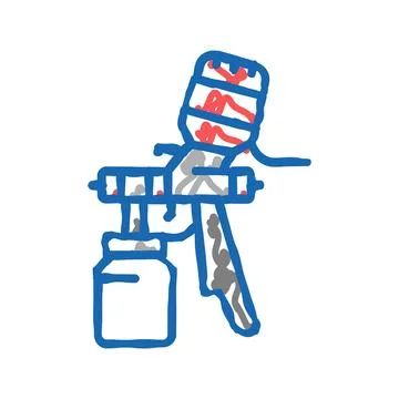 Paint tool from air compressor icon doodle illustration Stock Illustration