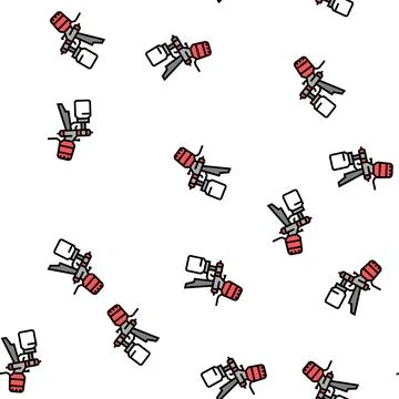 Paint tool from air compressor vector seamless pattern Ilustração Stock