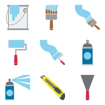 Paint tools and cutter Illustrazione stock