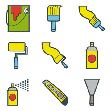 Paint tools and cutter Stock Illustration