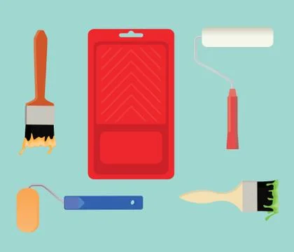 Paint tools collection stuff vector illustration Stock Illustration