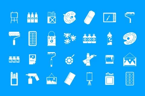 Paint tools icon blue set vector Stock Illustration