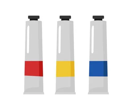 Paint tube set. Set of vector metal paint tubes isolated on white background Stock Illustration