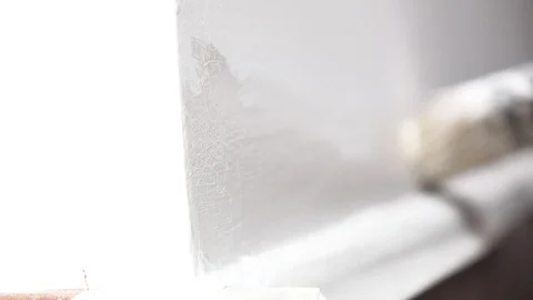 Paint the wall in deatil with white paint Stock Footage 100267351
