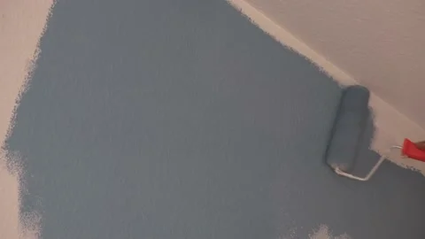 Paint wall with paint roller house, repairs in the apartment Stock Footage 164795161