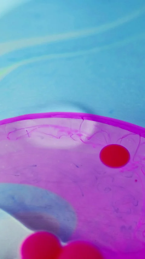 Paint water mix ink bubble blue pink fluid drop Stock Footage 274624449
