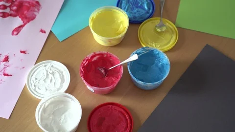 Paint your hands. Stock Footage 117853646