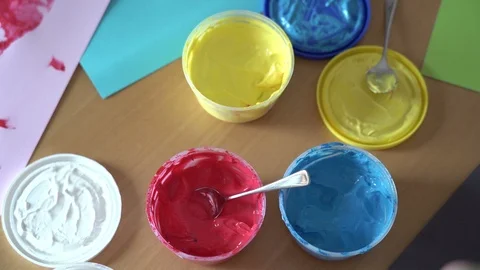 Paint your hands. Stock Footage 117853701