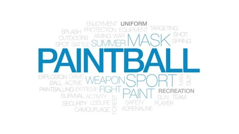Paintball animated word cloud, text design animation. Stock Footage