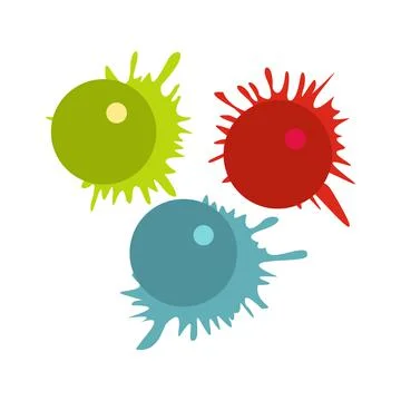 Paintball balls with splashes icon Stock Illustration