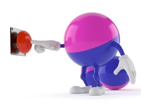Paintball character pushing button Stock Illustration