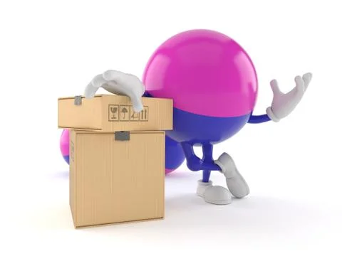 Paintball character with stack of boxes Stockillustratie