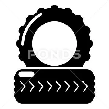 Paintball field tire barricade icon, simple style Stock Illustration