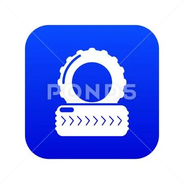 Paintball field tire barricade icon blue Stock Illustration