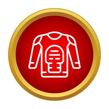 Paintball gear protective jacket icon on red background Stock Illustration