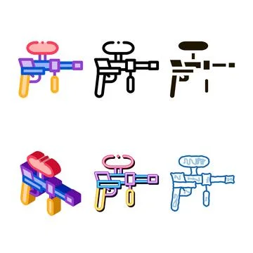 Paintball gun icon vector forms outline イラスト素材