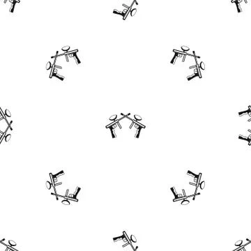 Paintball guns pattern seamless black Stock Illustration