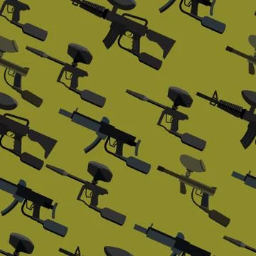 Paintball guns  seamless pattern Stock Illustration