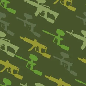 Paintball guns Silhouette. seamless pattern Stock Illustration