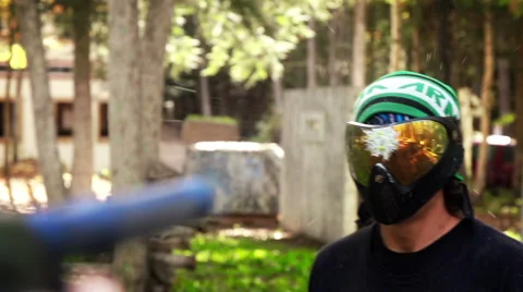 Paintball hit in the mask Stock Footage 63553242