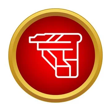 Paintball marker red gold button icon vector Stock Illustration