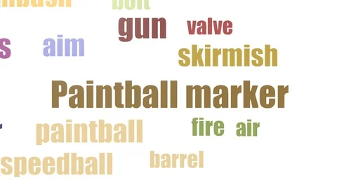 Paintball Marker Word Cloud Animated Isolated Stock Footage 107215653