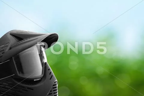 Paintball mask with green background Stock Photos