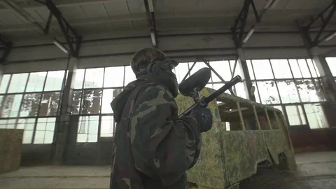 Paintball Player Attack Video stock 72314035