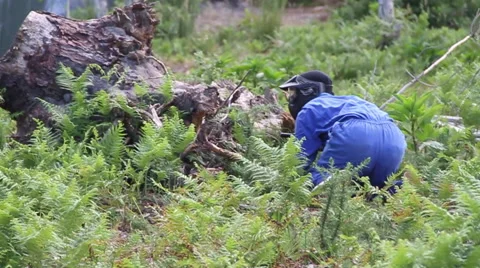 Paintball player making crazy move Video stock 53322216
