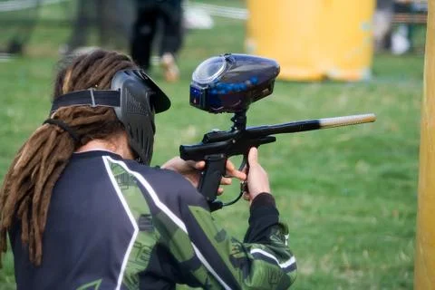 Paintball player Stock-Fotos