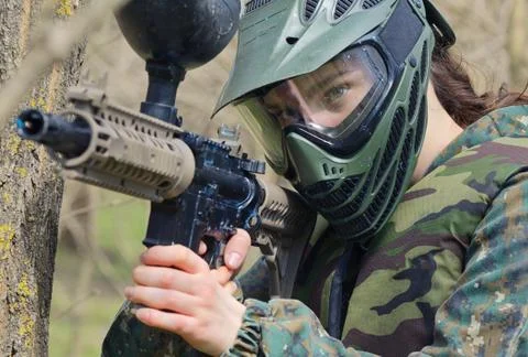 Paintball player under attack Free Stock Photos