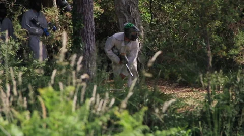 Paintball Team Running Video stock 53322193