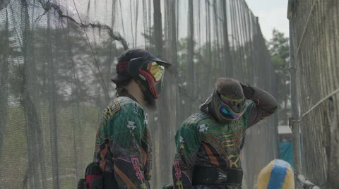 Paintballplayer on the Sideline Stock Footage 66446381