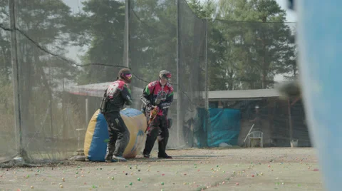 Paintballplayers start to Play Stock Footage 66454340