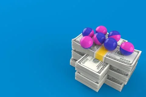 Paintballs on stack of money Stock Illustration