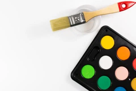 Paintbox with different colors Stock Photos