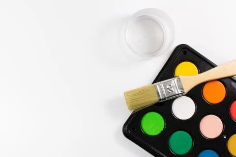Paintbox with different colors Stock Photos