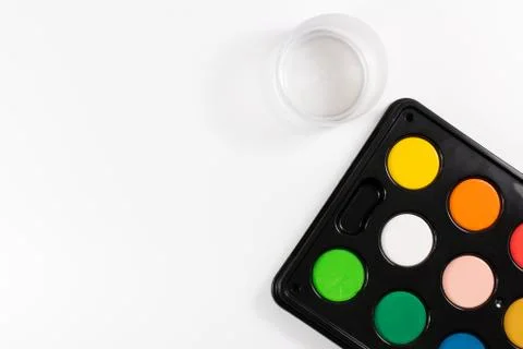 Paintbox with different colors Stock Photos