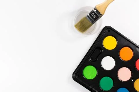 Paintbox with different colors Foto stock