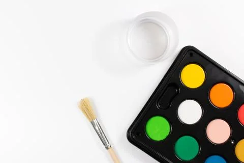 Paintbox with different colors Stock Photos