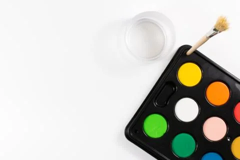Paintbox with different colors Stock Photos
