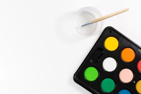 Paintbox with different colors Stock Photos