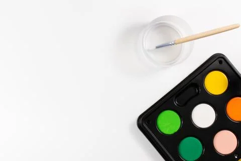 Paintbox with different colors Stock Photos
