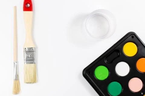 Paintbox with different colors Stock Photos