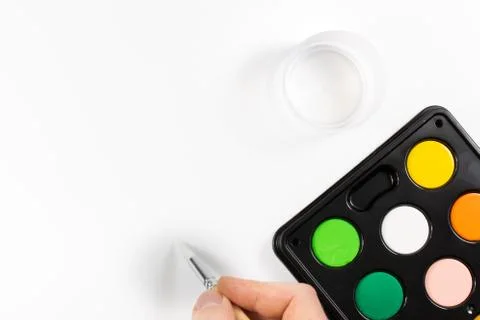 Paintbox with different colors Stock Photos