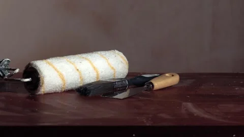 Paintbrush and roller for decorating Stock Footage 287228015